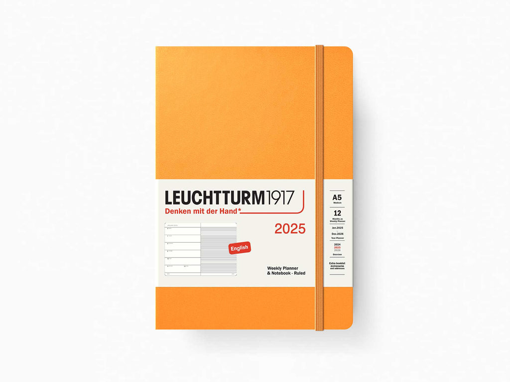 2025 Leuchtturm 1917 Weekly Planner & Notebook - APRICOT Hardcover, Ruled Pages