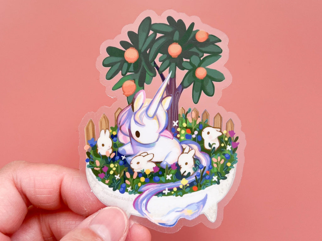 Bonsai Garden Unicorn Transparent Vinyl Sticker