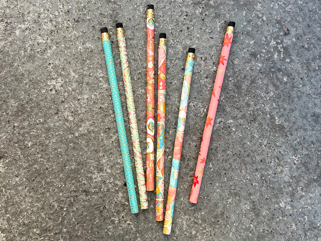 Chiyogami Washi Paper Covered Pencils Set of 6