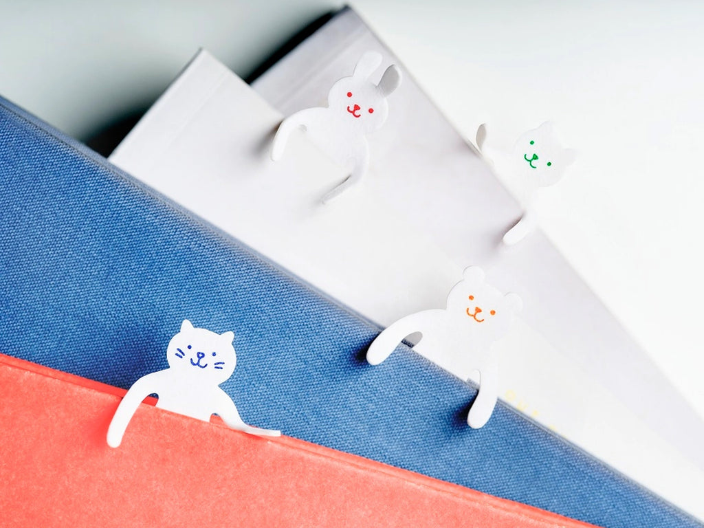 Clip Family Paperclip Bookmarks - White Cat