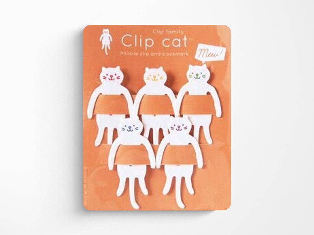 Clip Family Paperclip Bookmarks - White Cat