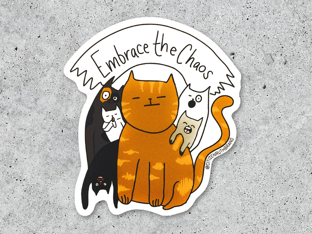 Embrace the Chaos Cat Vinyl Sticker