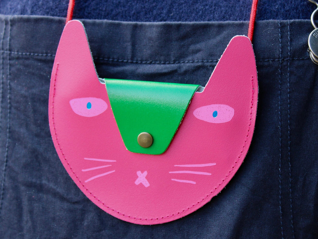 Leather Cat Pocket Purse