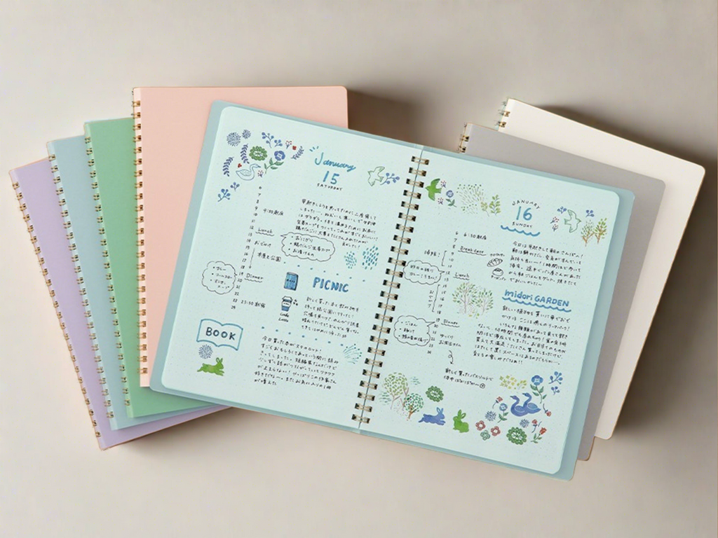 Midori A5 Ring Color Notebook - Dot Grid