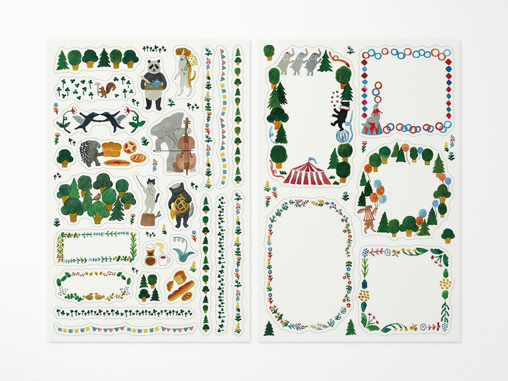 Midori Yuru Log Sticker 2 Sheets - Forest Animals