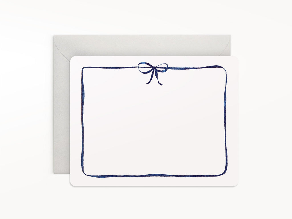 Navy Bow Flat Notes Boxed Set of 8 Notecards