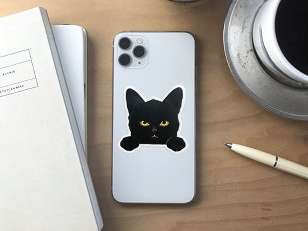 Peek-A-Boo Black Cat Vinyl Sticker