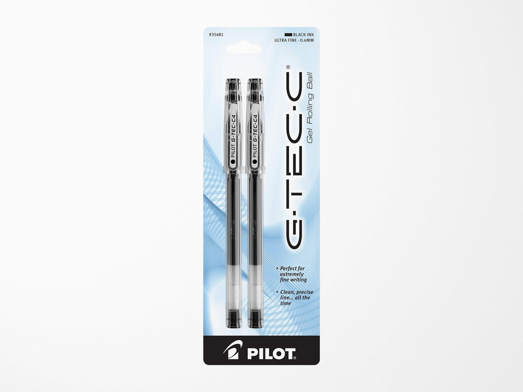 Pilot G-Tec-C Gel Rolling Ball Pen - Ultra Fine Black - 2 Pack