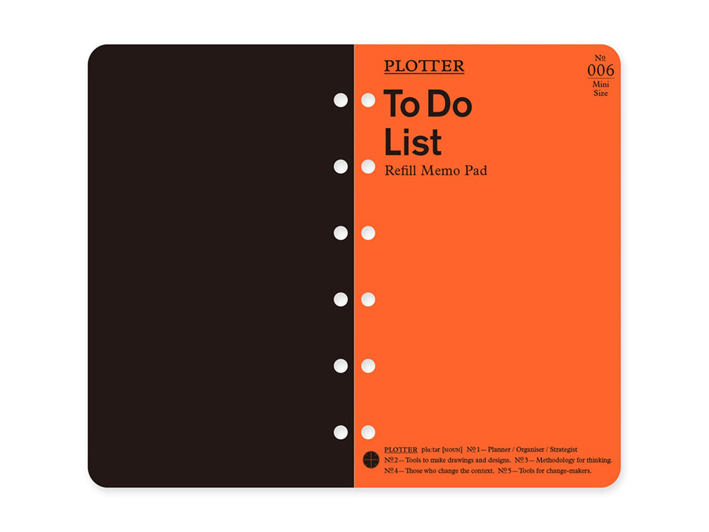 PLOTTER Refill Memo Pad To Do List - Mini Size