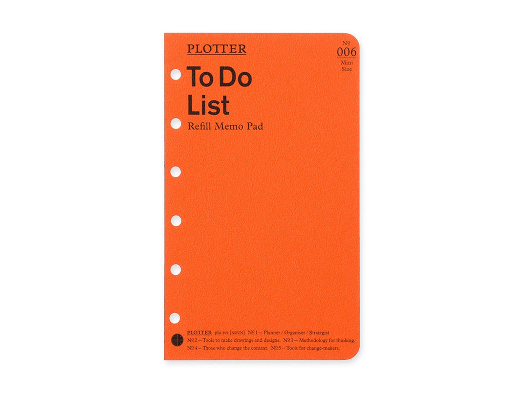 PLOTTER Refill Memo Pad To Do List - Mini Size