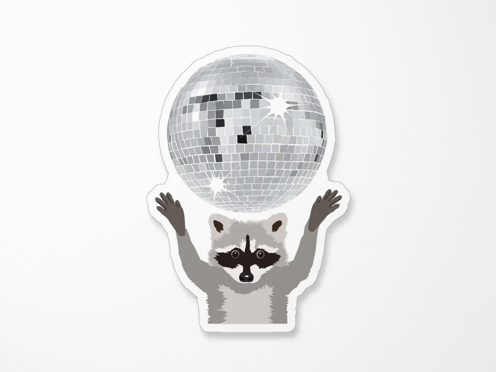 Raccoon with Mirrorball Vinyl Sticker