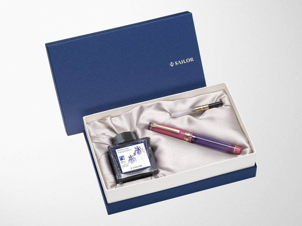 Sailor Pro Gear Slim Fountain Pen Set - Manyo Series - Rabbit Ear Iris