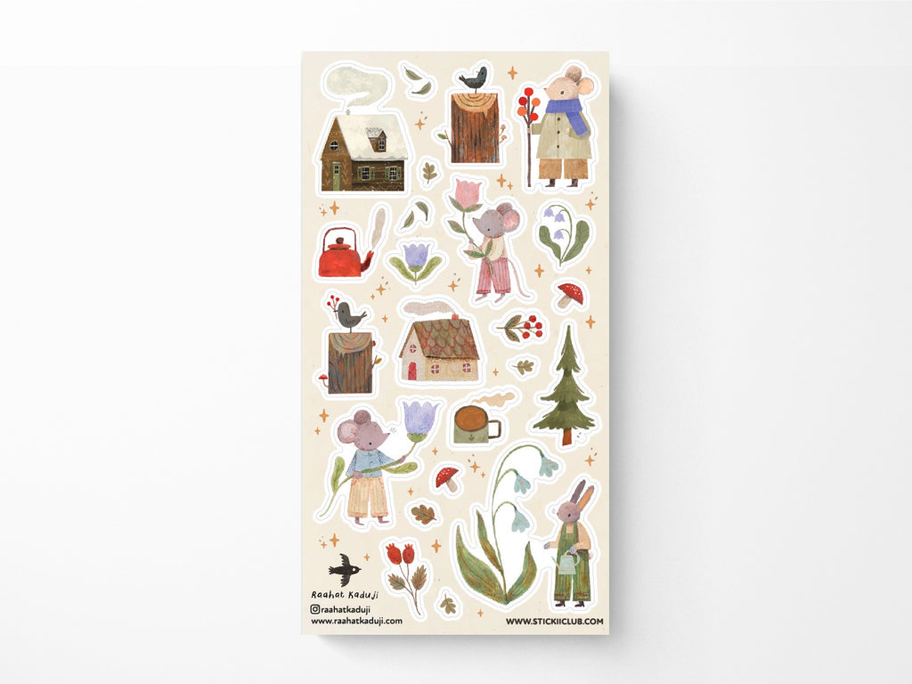 Woodsy Winter Mice Sticker Sheet