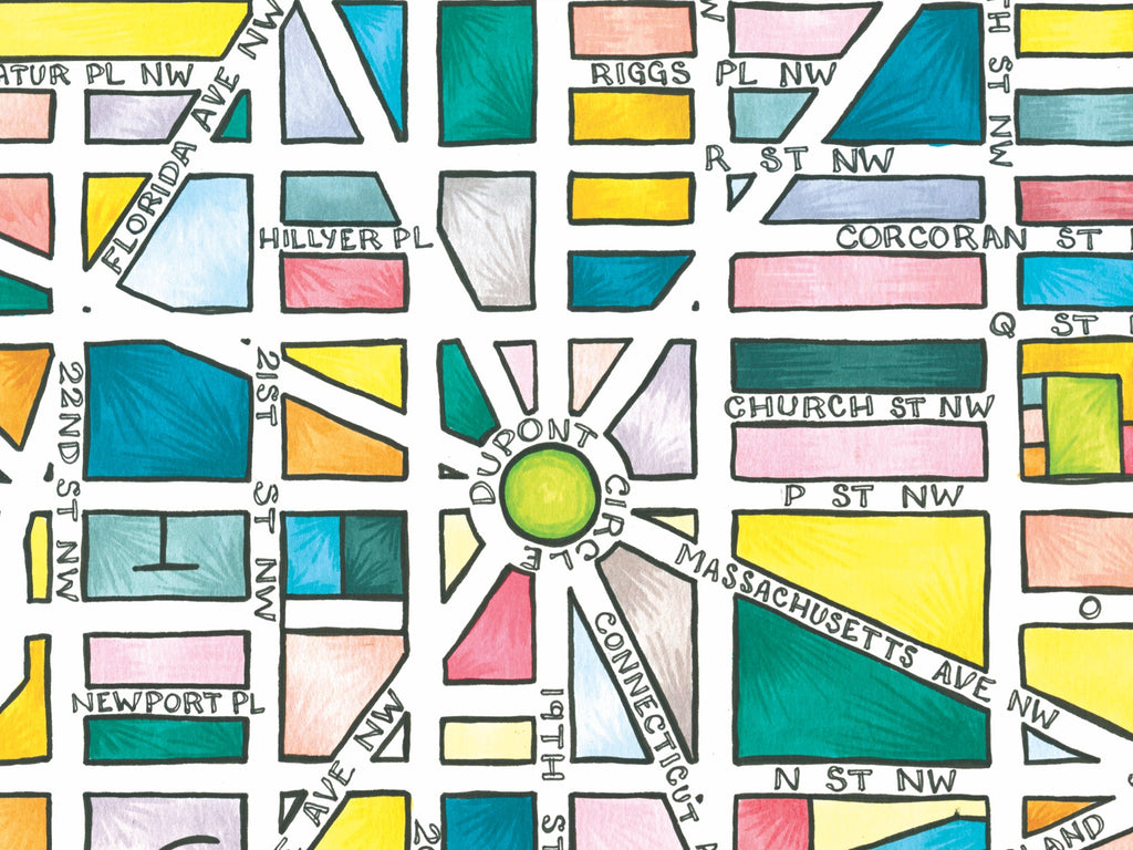 Dupont Circle Art Map Greeting Card