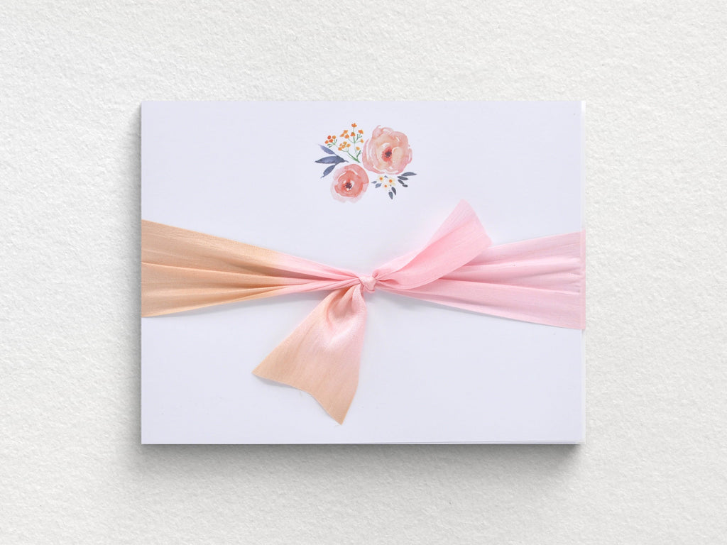 Peach Camellia Flat Notecards Set of 10